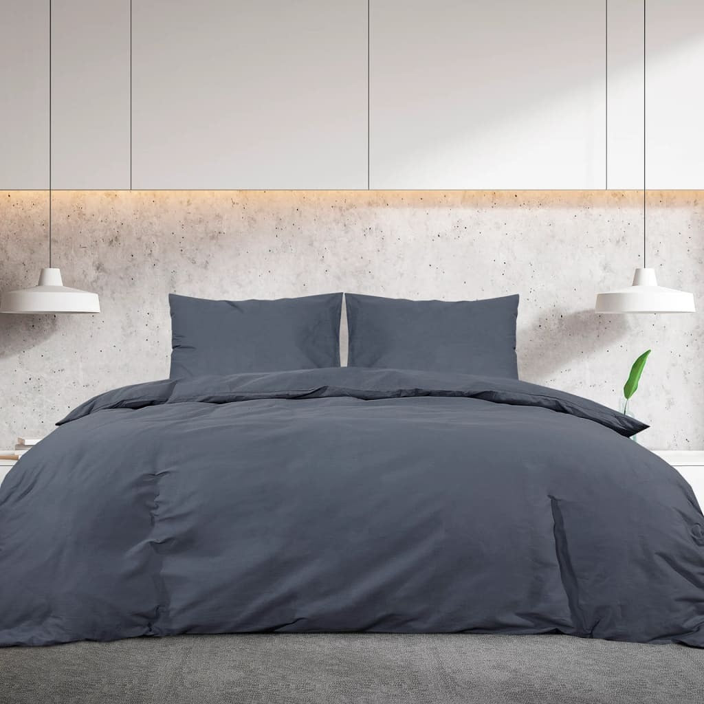 Duvet Cover Set Anthracite 260x240 cm Cotton