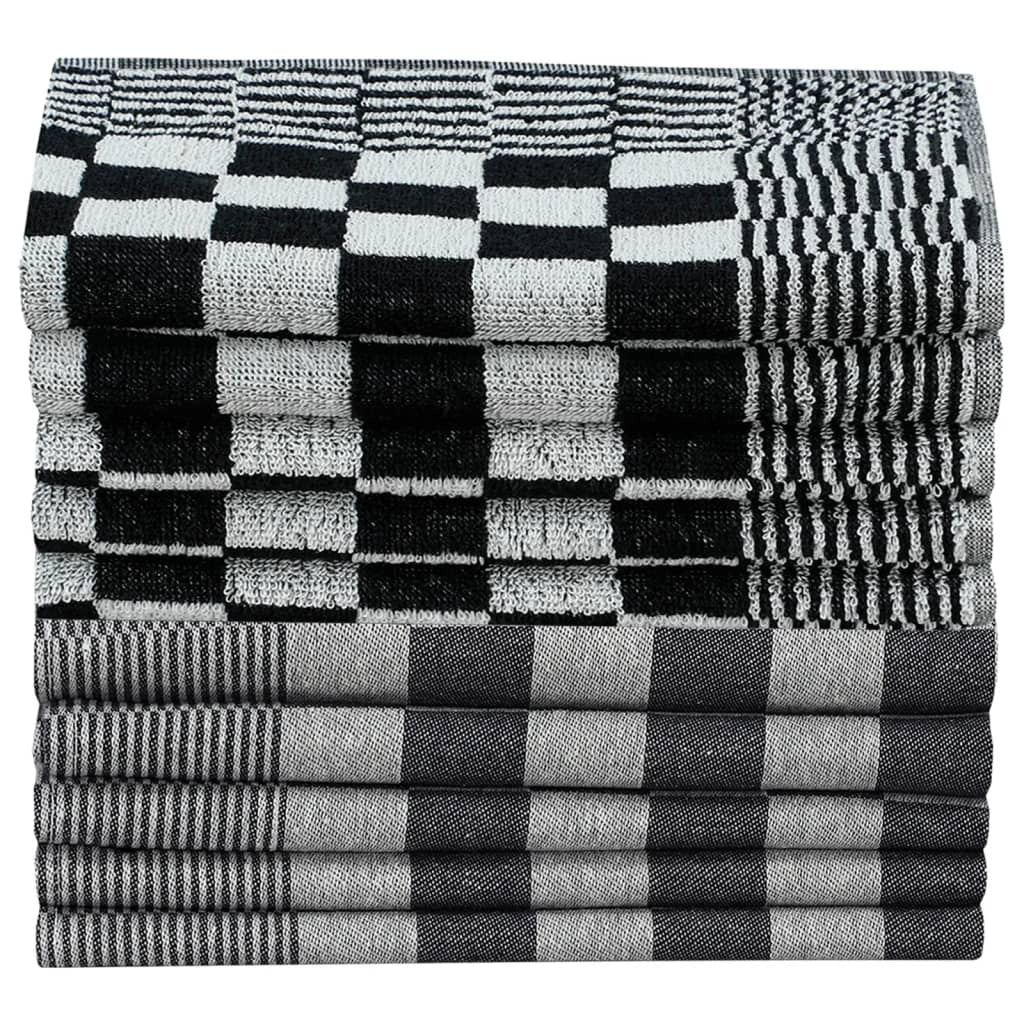 50 Piece Towel Set Black and White Cotton