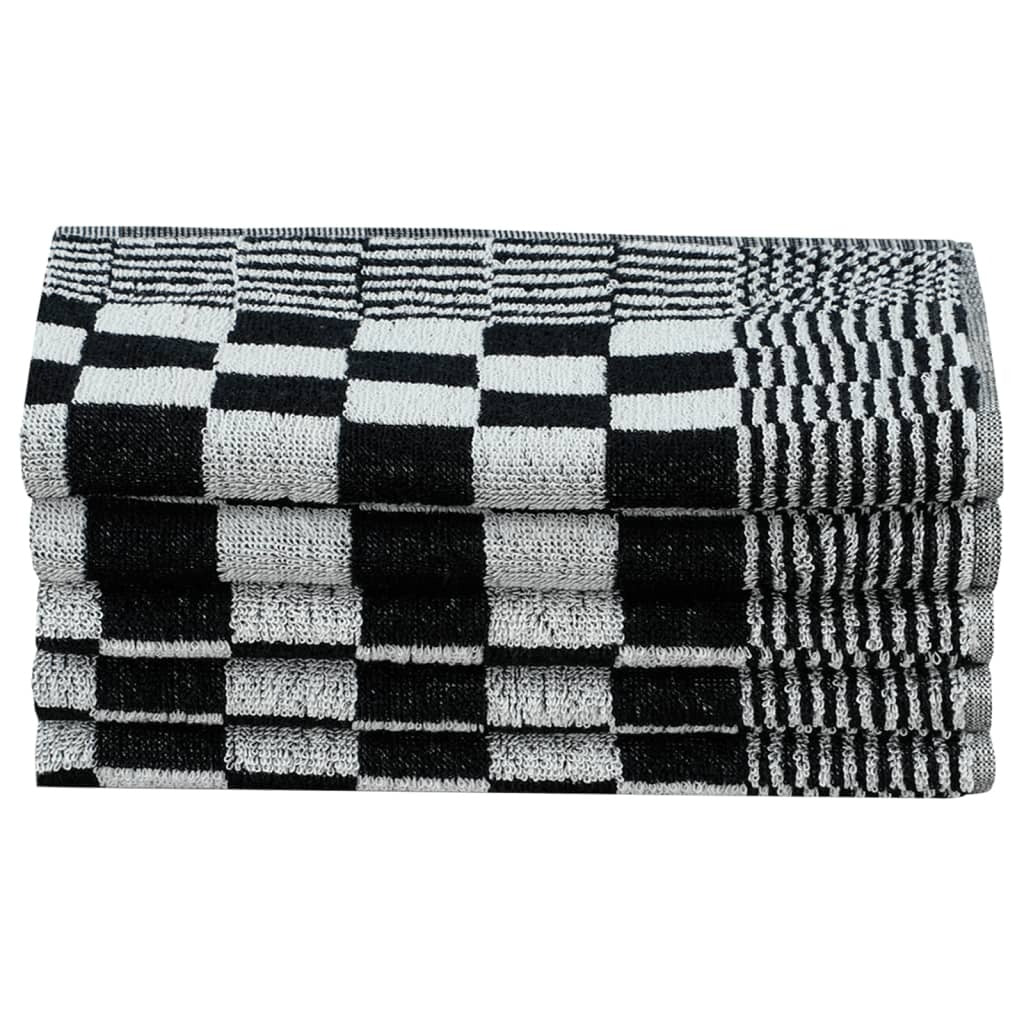 50 Piece Towel Set Black and White Cotton