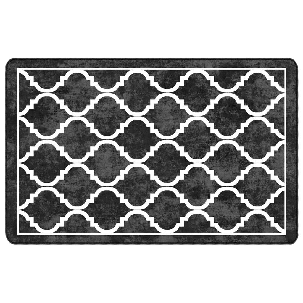 Rug Washable Black and White 190x300 cm Anti Slip