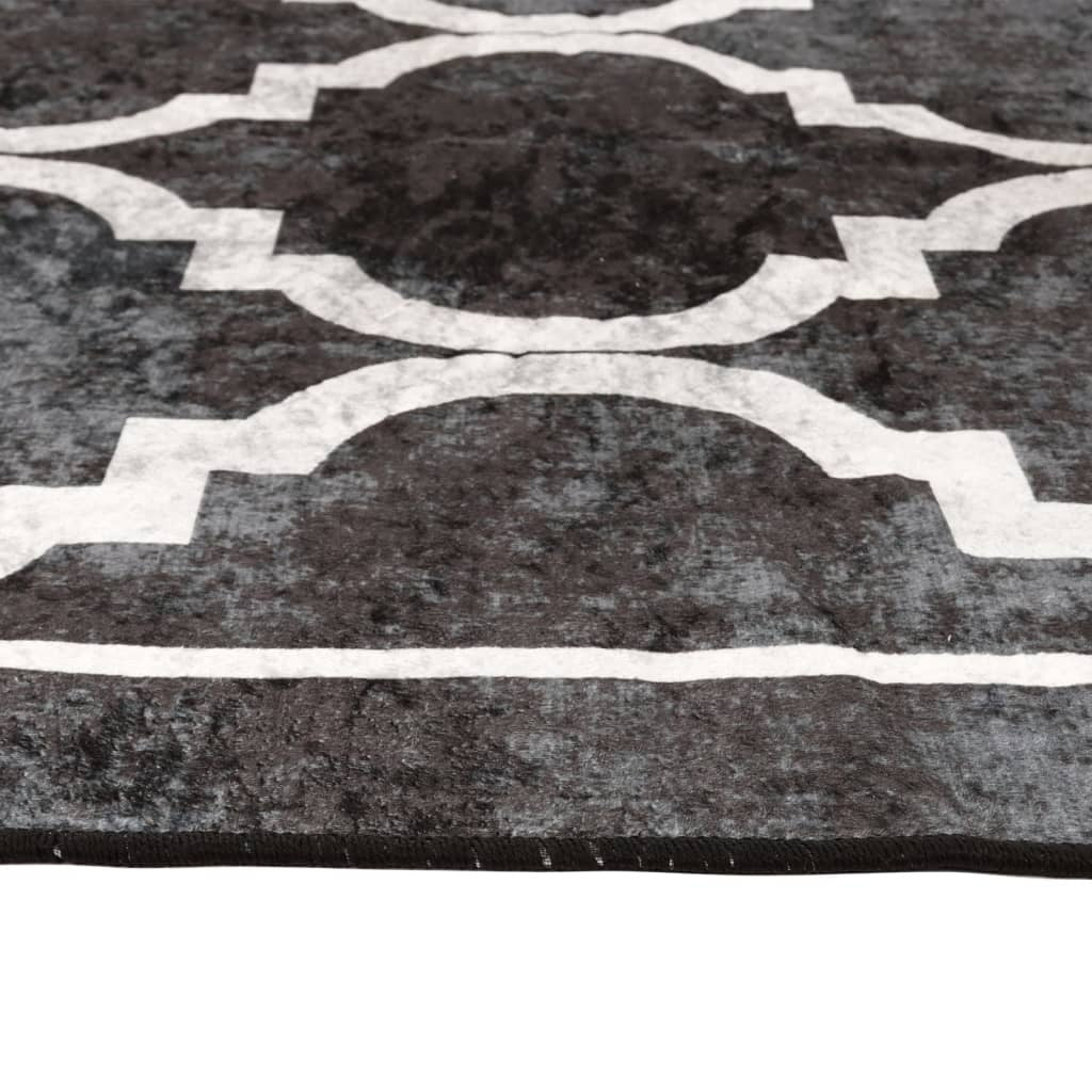 Rug Washable Black and White 190x300 cm Anti Slip