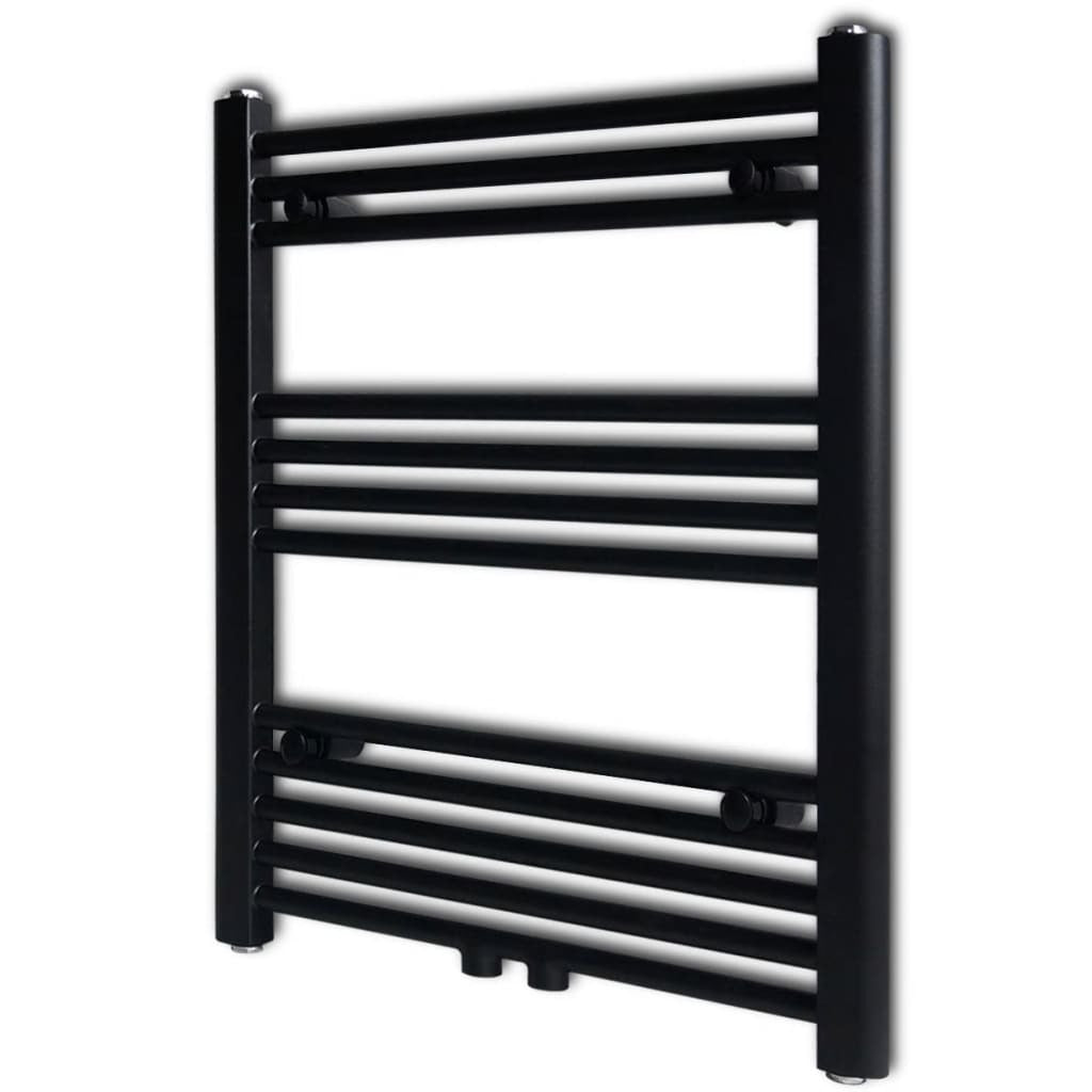 Bathroom Heating Towel Rail Radiator Straight 600x764 mm Black