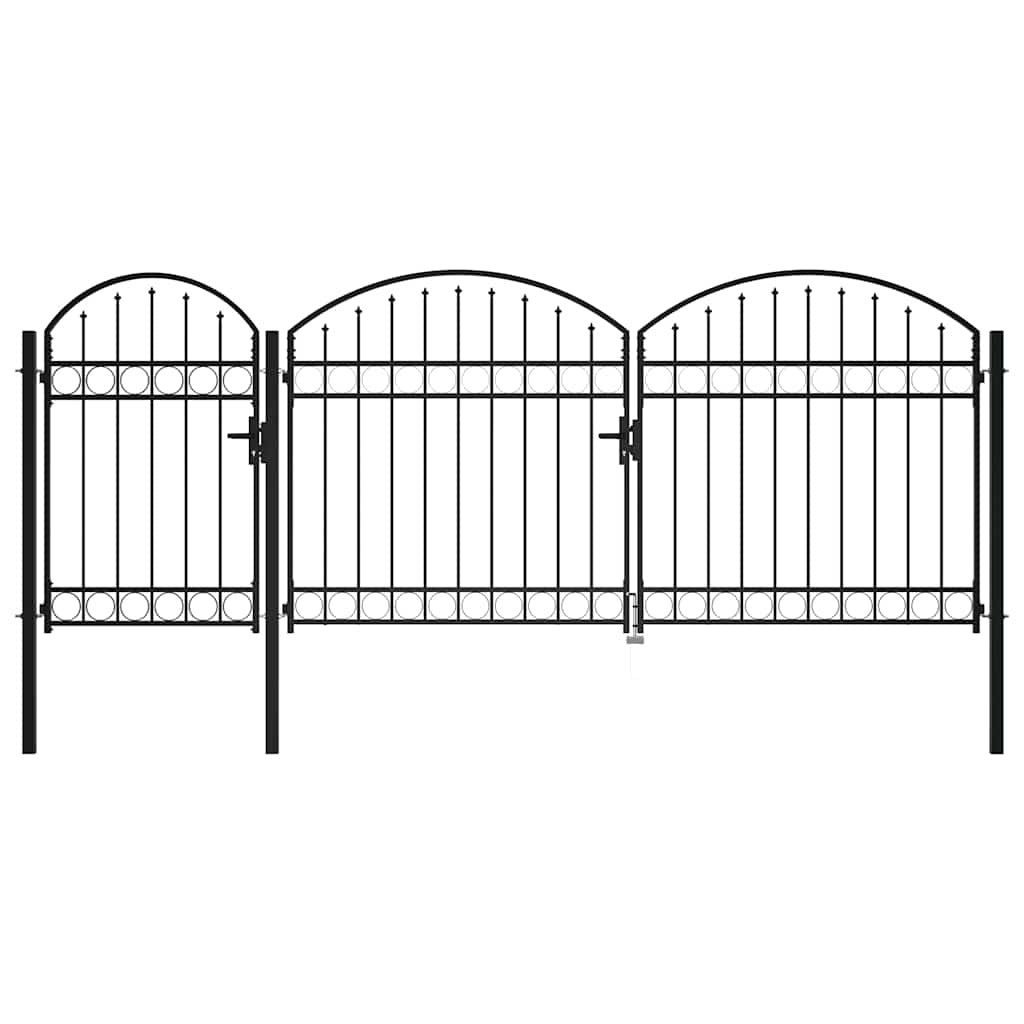 Garden Gate Black 175 x 400 cm Steel
