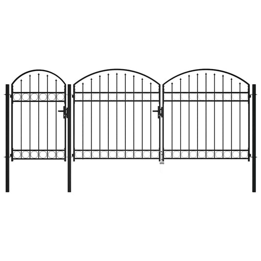 Garden Gate Black 175 x 400 cm Steel