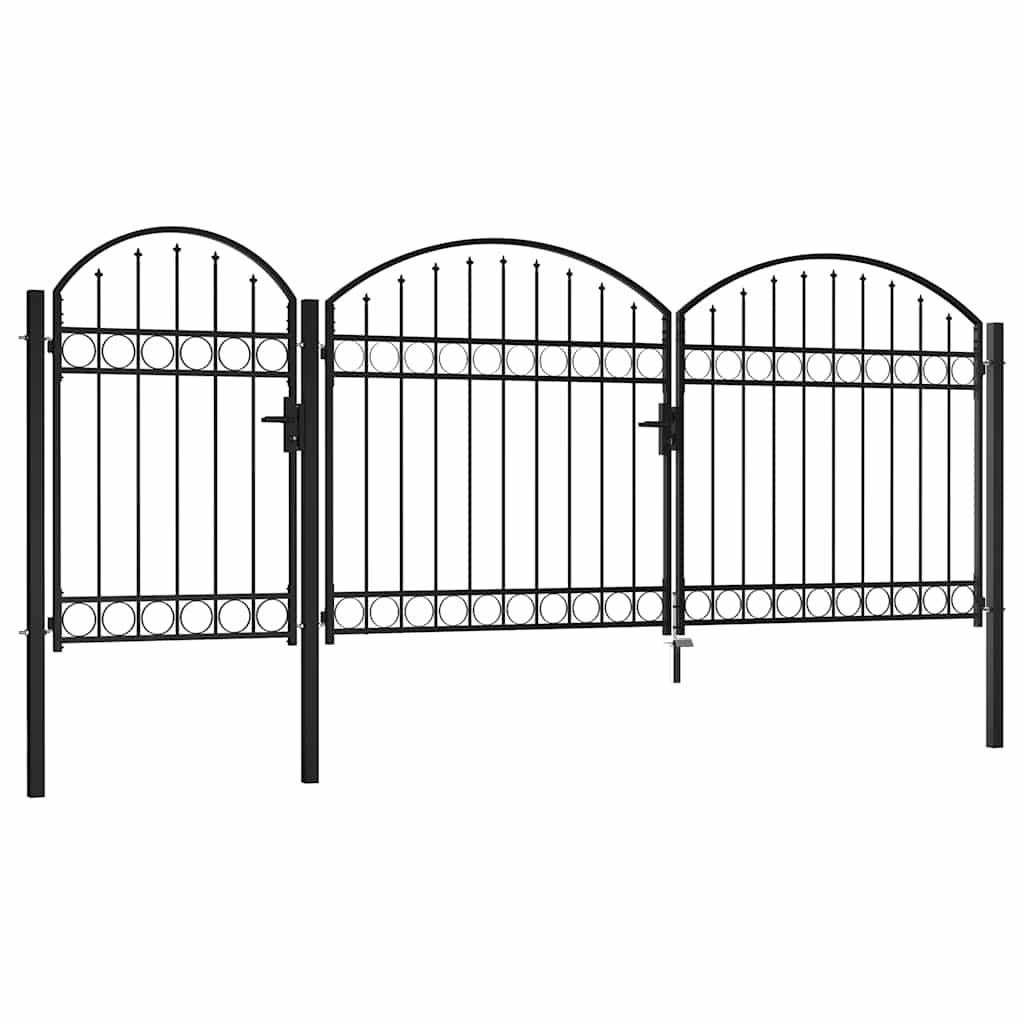 Garden Gate Black 175 x 400 cm Steel