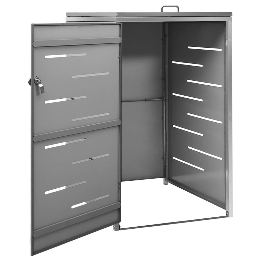 Single Wheelie Bin Shed 69x77.5x112.5 cm Stainless Steel