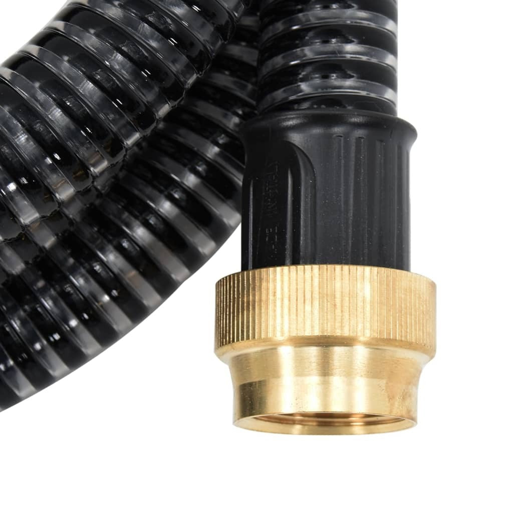 Suction Hose with Brass Connectors Black 1.1" 20 m PVC