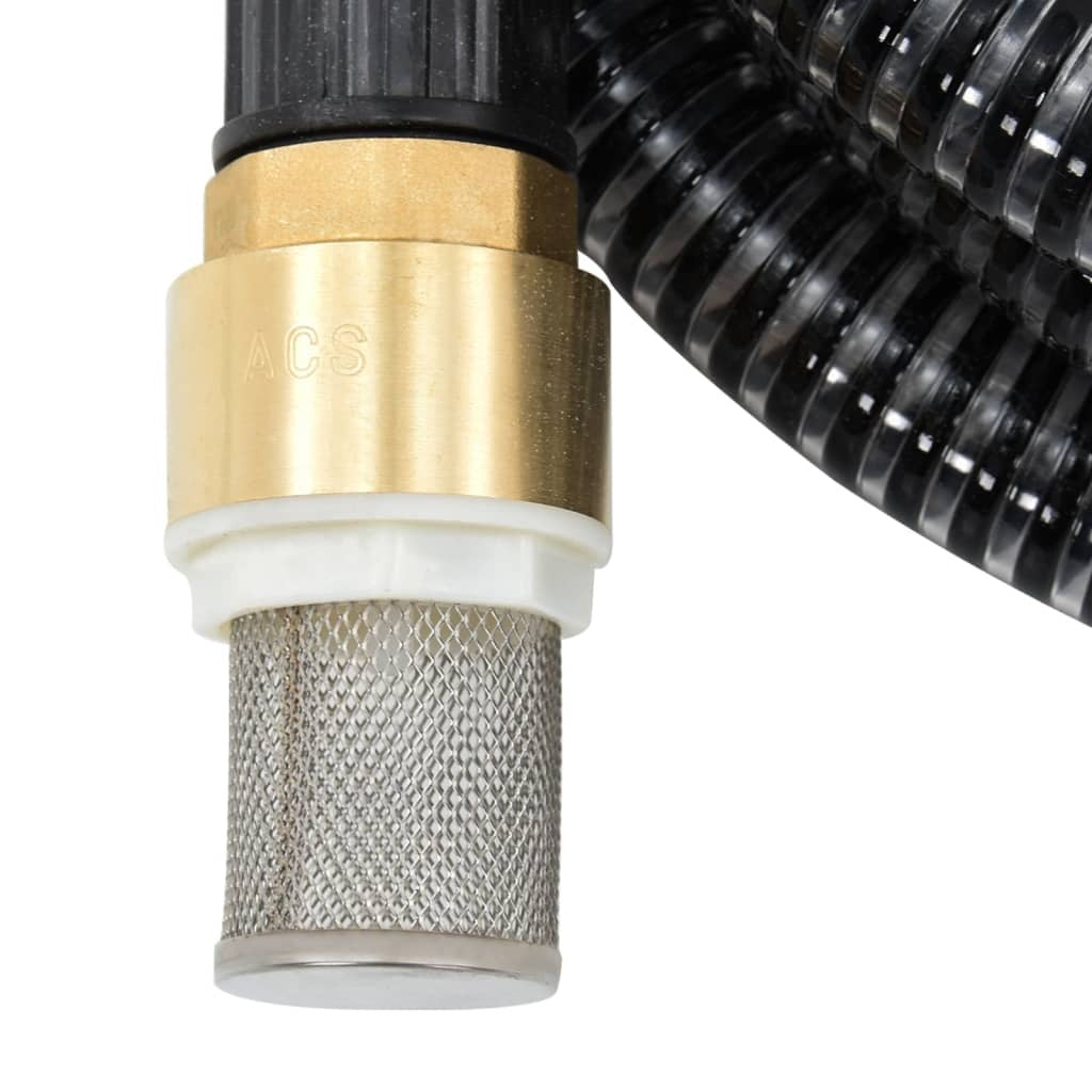 Suction Hose with Brass Connectors Black 1.1" 20 m PVC