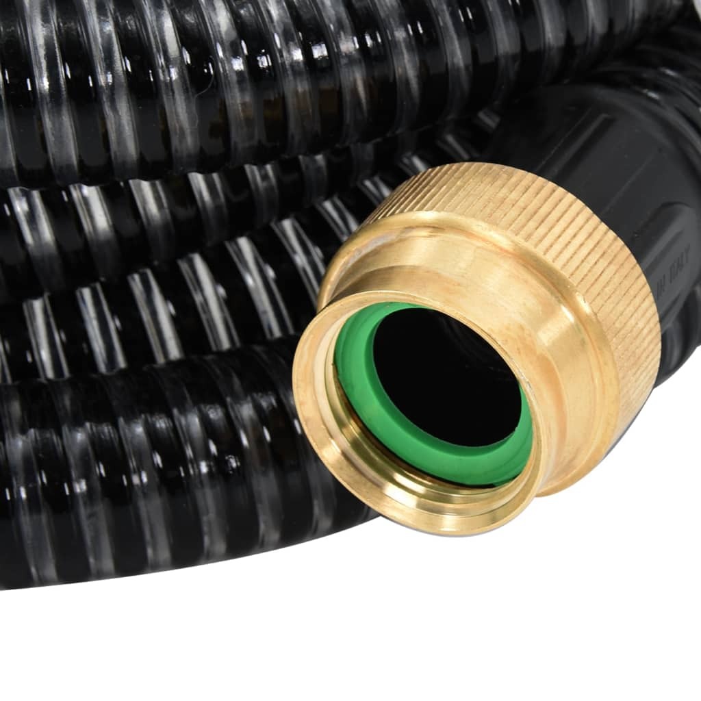 Suction Hose with Brass Connectors Black 1.1" 20 m PVC