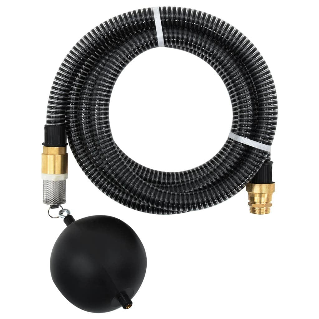 Suction Hose with Brass Connectors Black 1.1" 20 m PVC