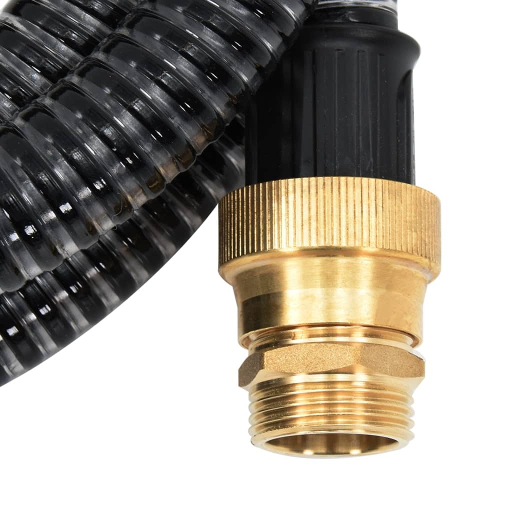 Suction Hose with Brass Connectors Black 1.1" 20 m PVC