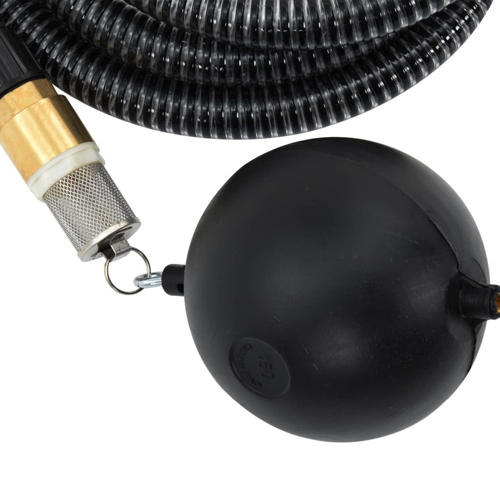 Suction Hose with Brass Connectors Black 1.1" 20 m PVC