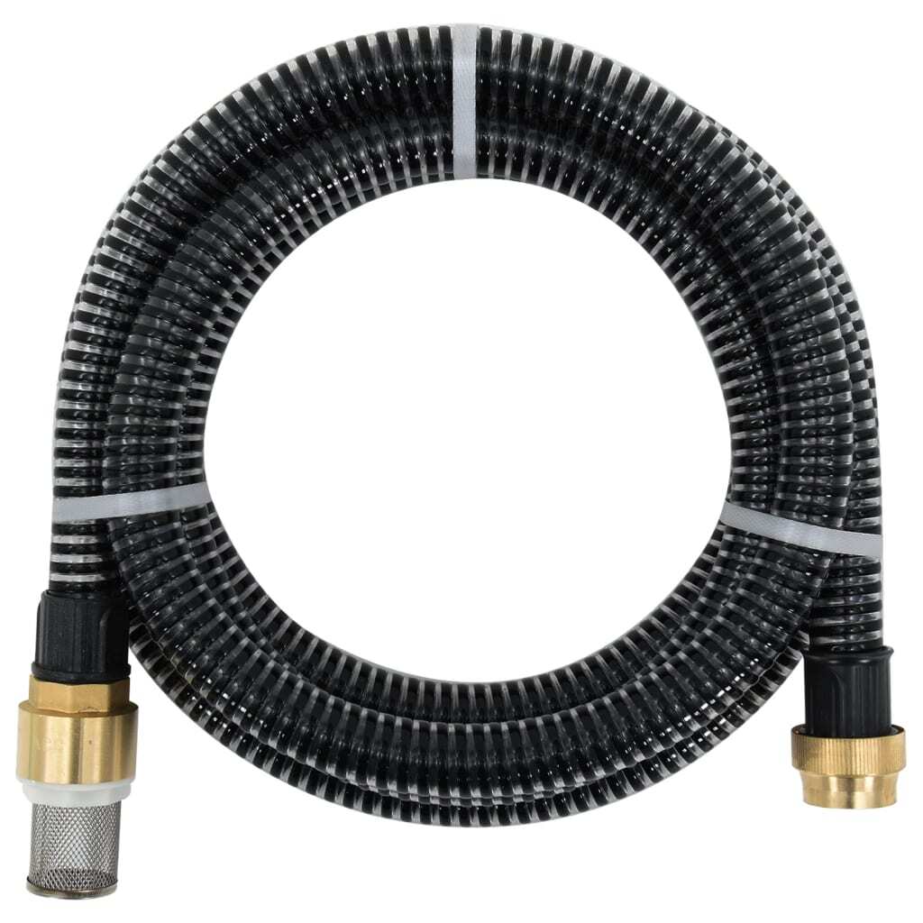 Suction Hose with Brass Connectors Black 1.1" 25 m PVC