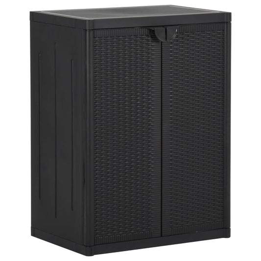 Garden Storage Cabinet Black 65x45x88 cm PP Rattan