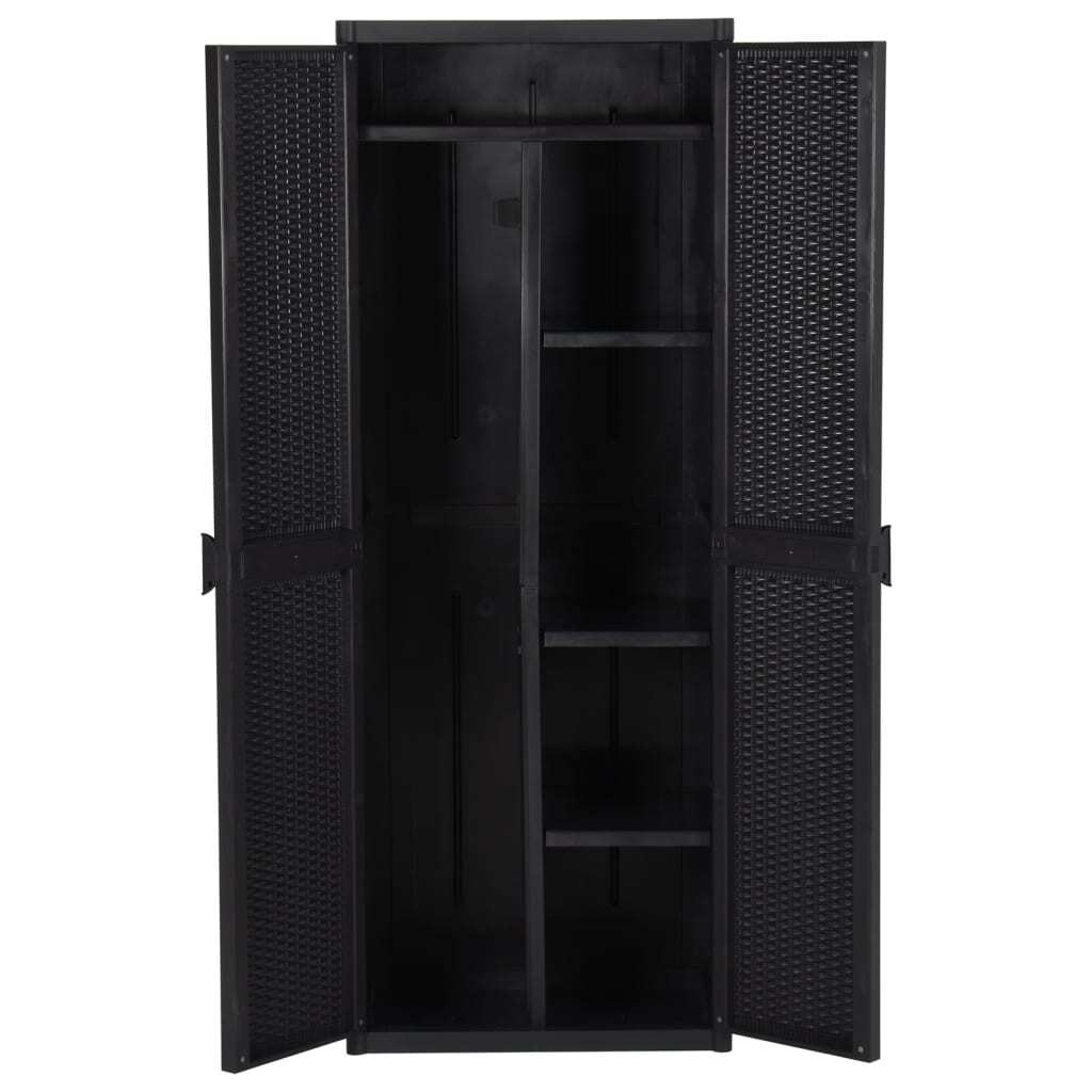 Garden Storage Cabinet Black 65x45x172 cm PP Rattan