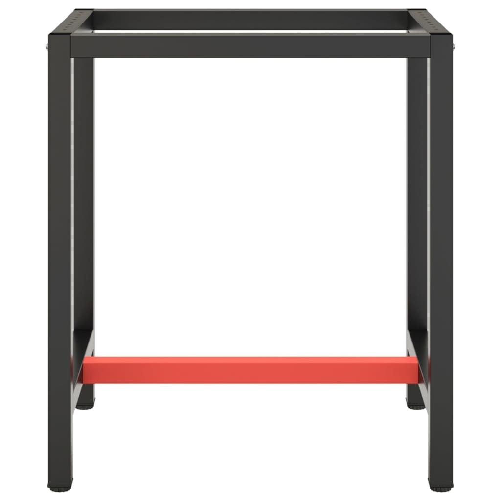 Work Bench Frame Matte Black and Matte Red 70x50x79 cm Metal