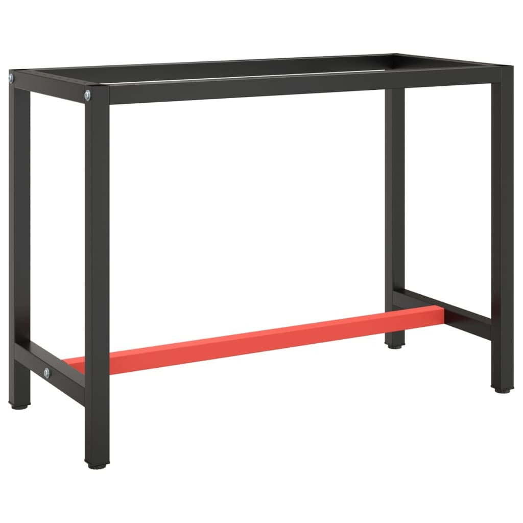 Work Bench Frame Matte Black and Matte Red 110x50x79 cm Metal