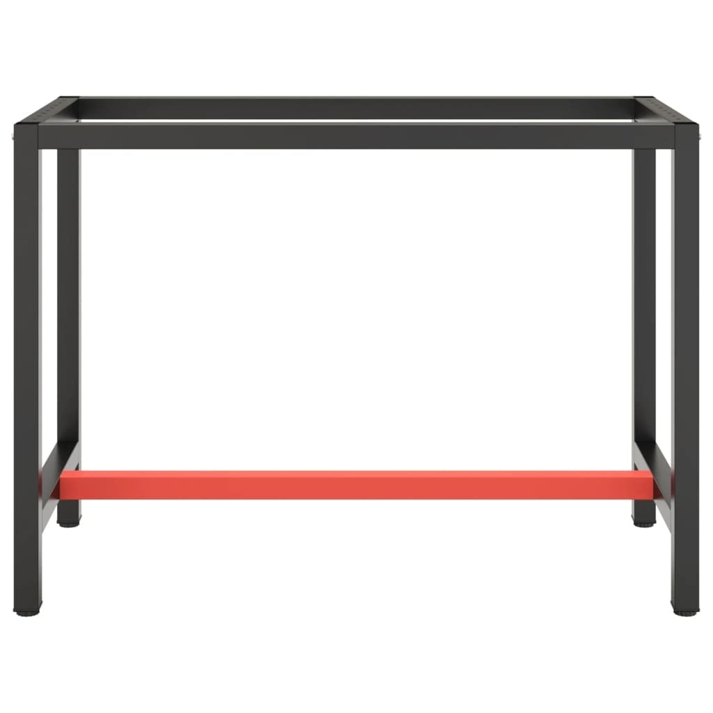 Work Bench Frame Matte Black and Matte Red 110x50x79 cm Metal