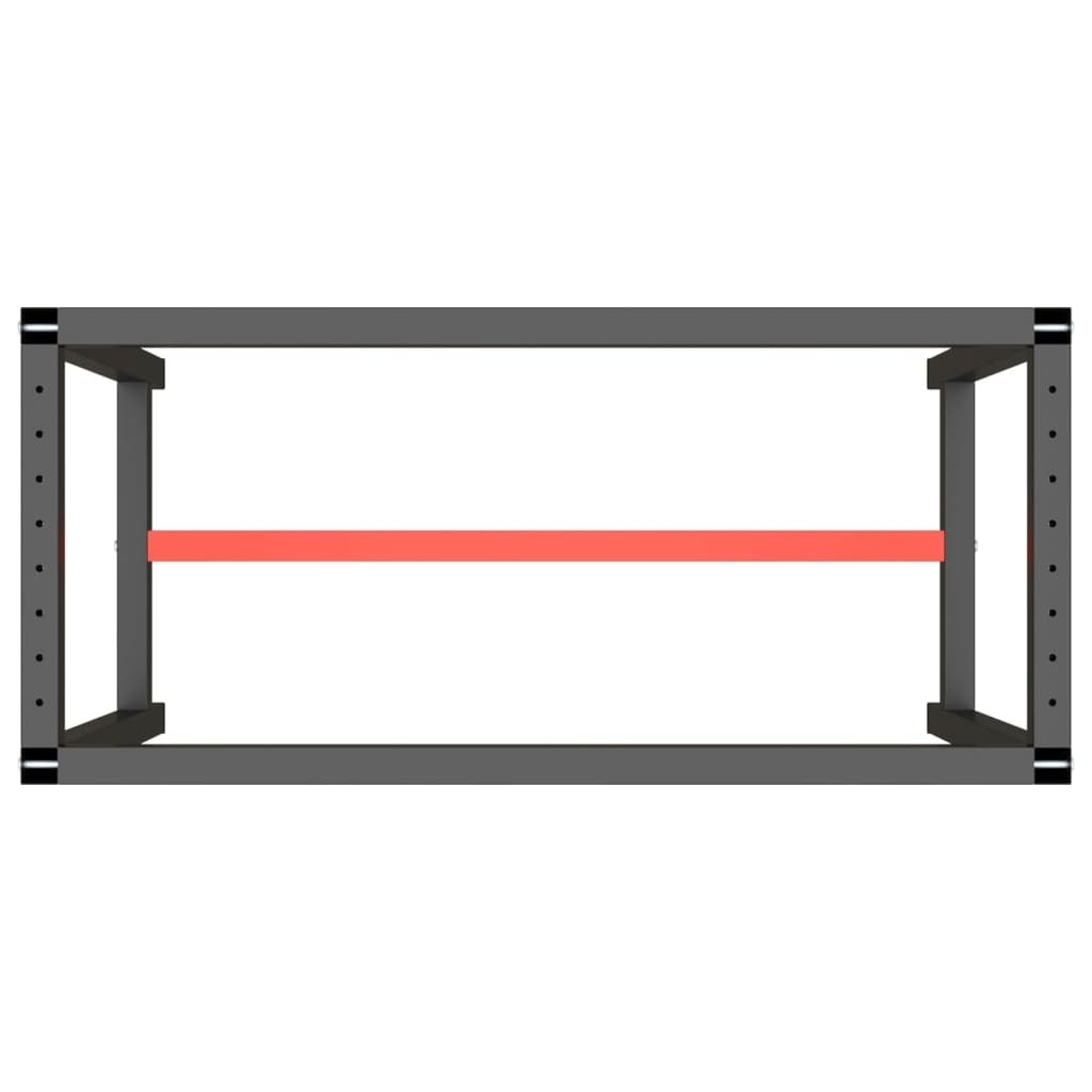 Work Bench Frame Matte Black and Matte Red 110x50x79 cm Metal