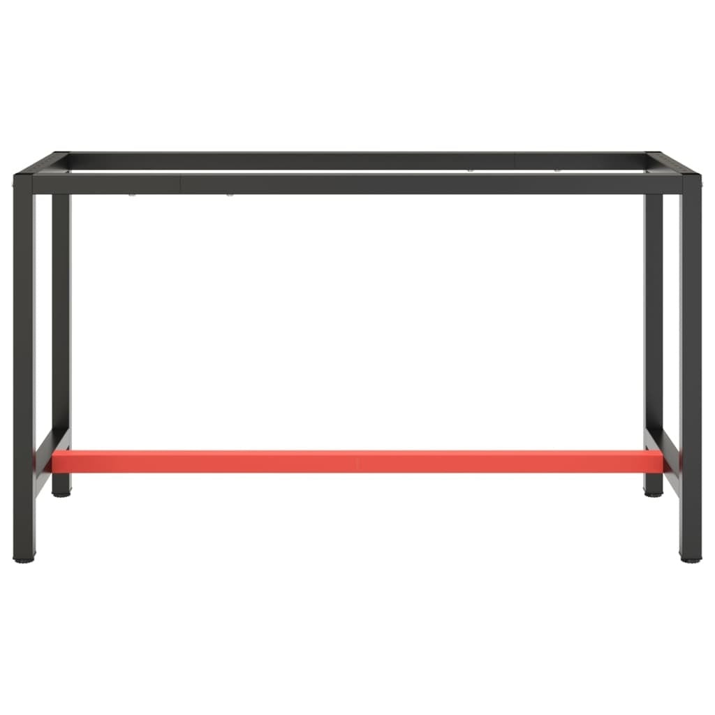 Work Bench Frame Matte Black and Matte Red 140x50x79 cm Metal