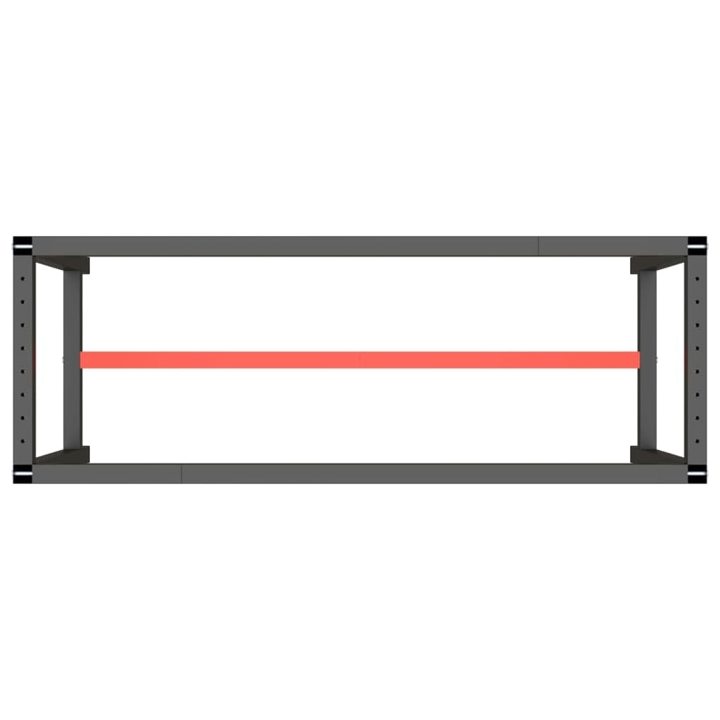 Work Bench Frame Matte Black and Matte Red 140x50x79 cm Metal