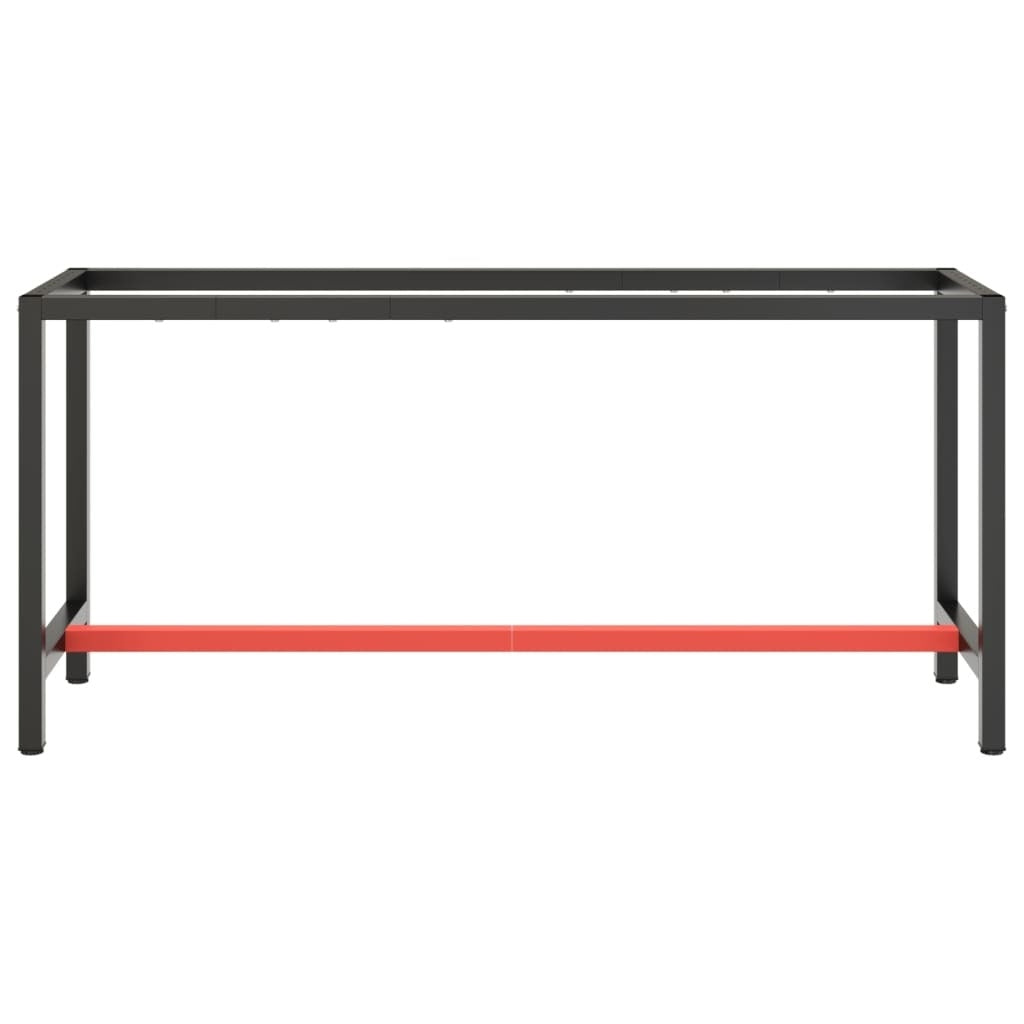 Work Bench Frame Matte Black and Matte Red 170x50x79 cm Metal