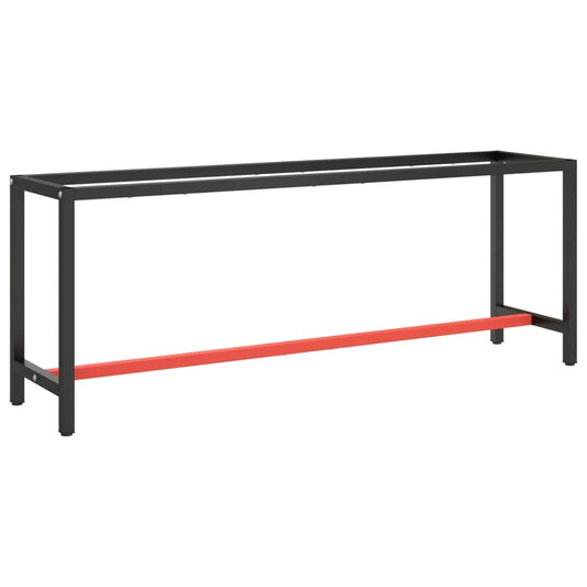 Work Bench Frame Matte Black and Matte Red 210x50x79 cm Metal