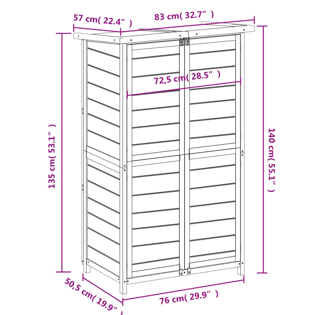 Garden Tool Shed Mocha 83x57x140 cm Solid Wood Pine