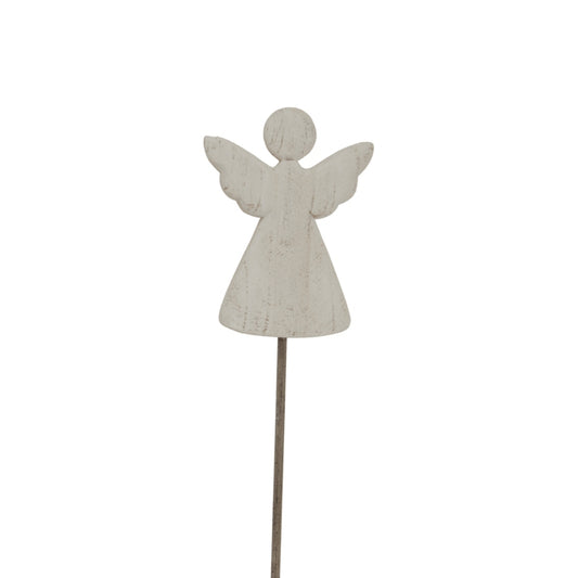 Large Whitewashed Rustic Angel On Stand