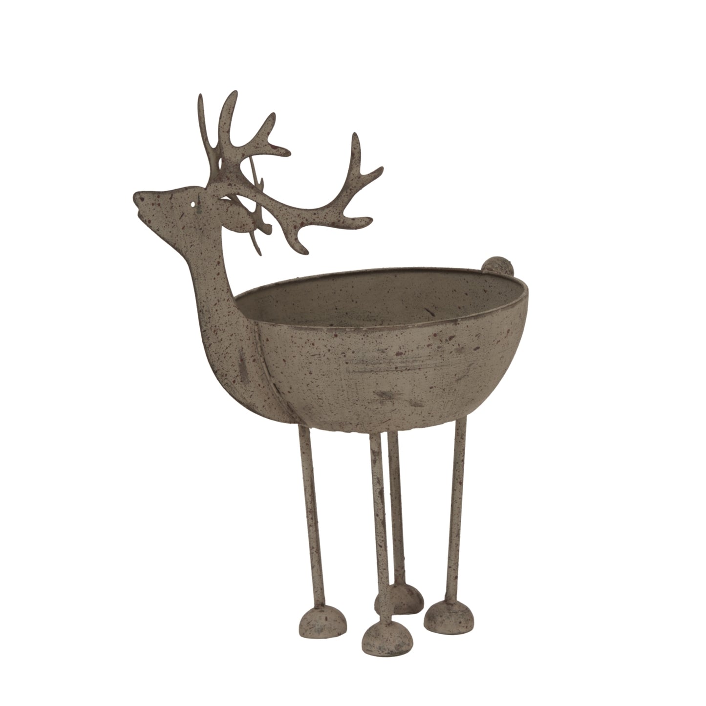 Large Rustic Metal Reindeer Bowl