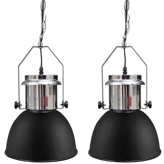 Ceiling Lamp 2 pcs Height-adjustable Modern Black Metal