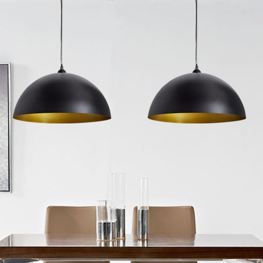 Ceiling Lamp 2 pcs Height-adjustable Semi-spherical Black