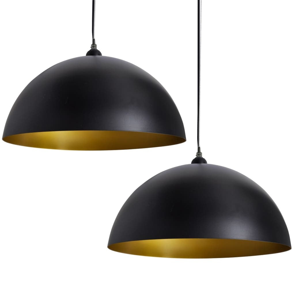 Ceiling Lamp 2 pcs Height-adjustable Semi-spherical Black