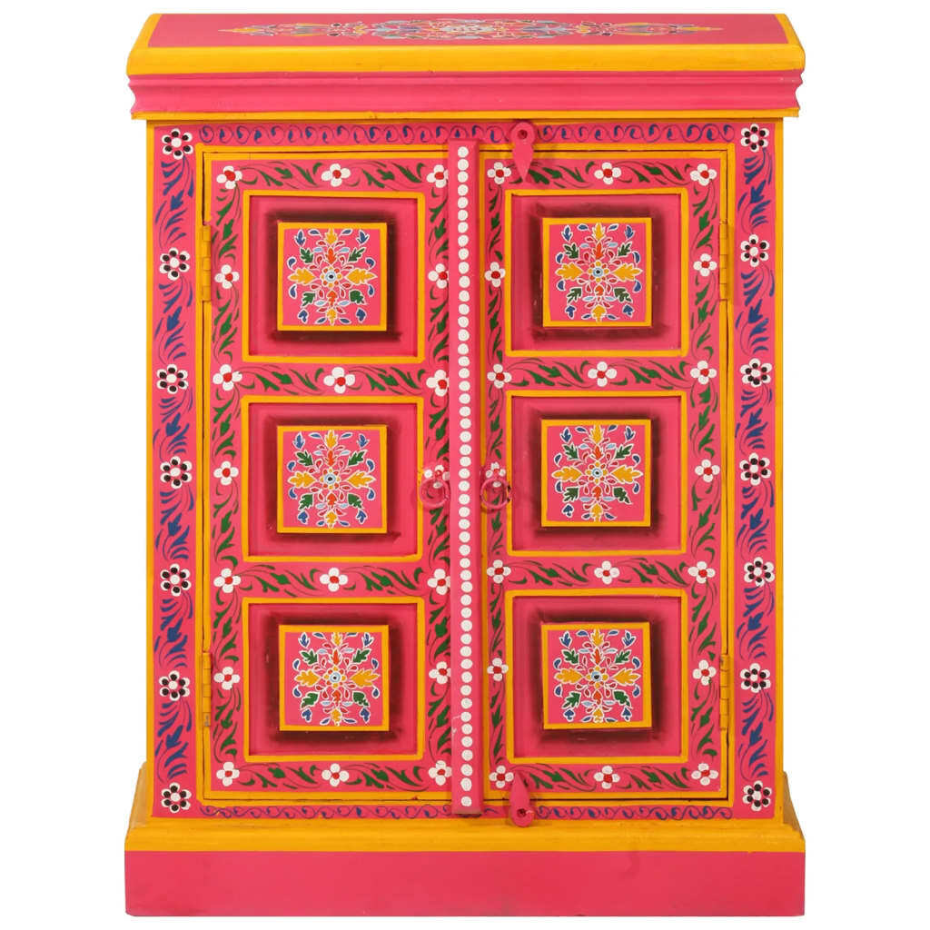 Sideboard Solid Mango Wood Pink Hand Painted
