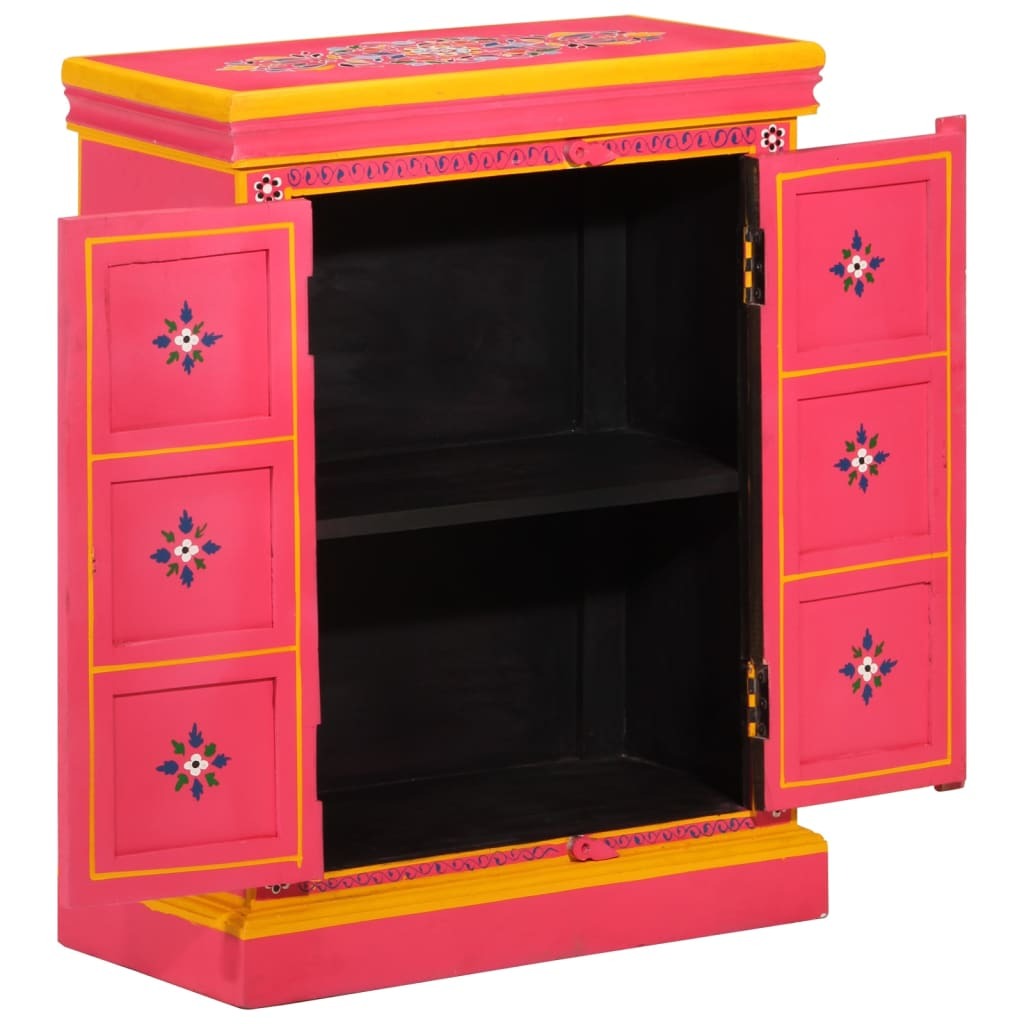 Sideboard Solid Mango Wood Pink Hand Painted