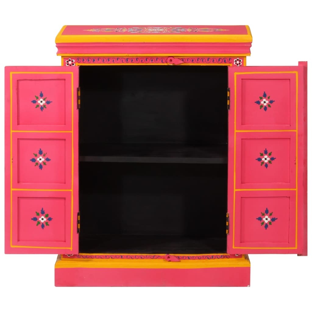 Sideboard Solid Mango Wood Pink Hand Painted