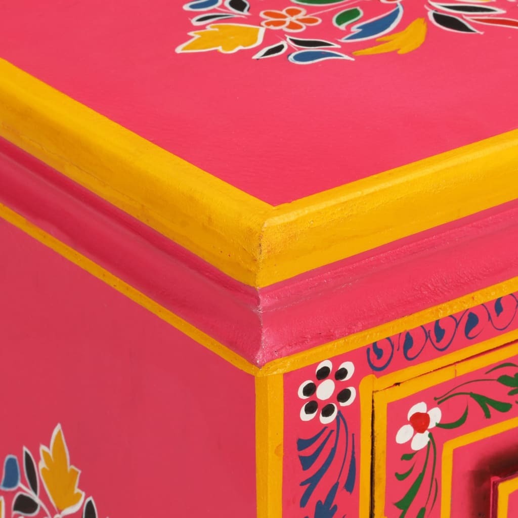 Sideboard Solid Mango Wood Pink Hand Painted