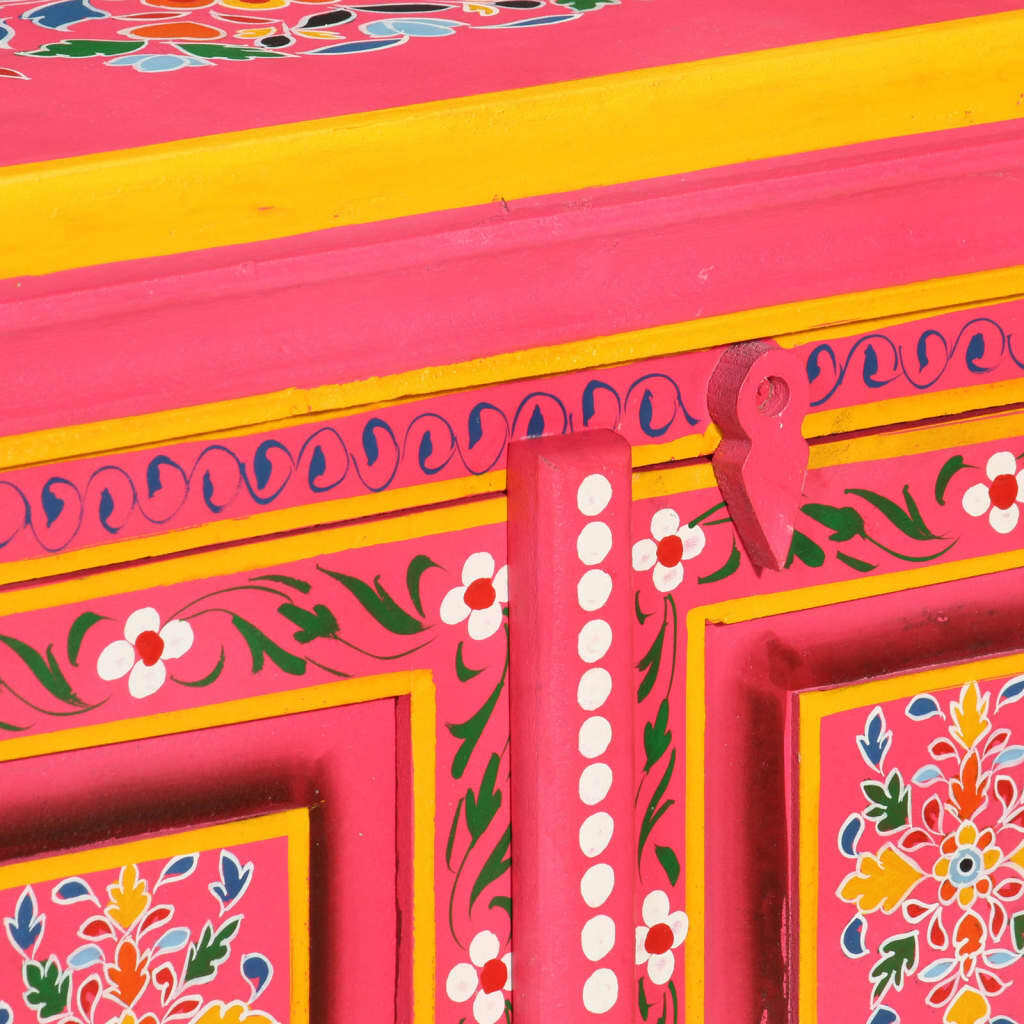 Sideboard Solid Mango Wood Pink Hand Painted
