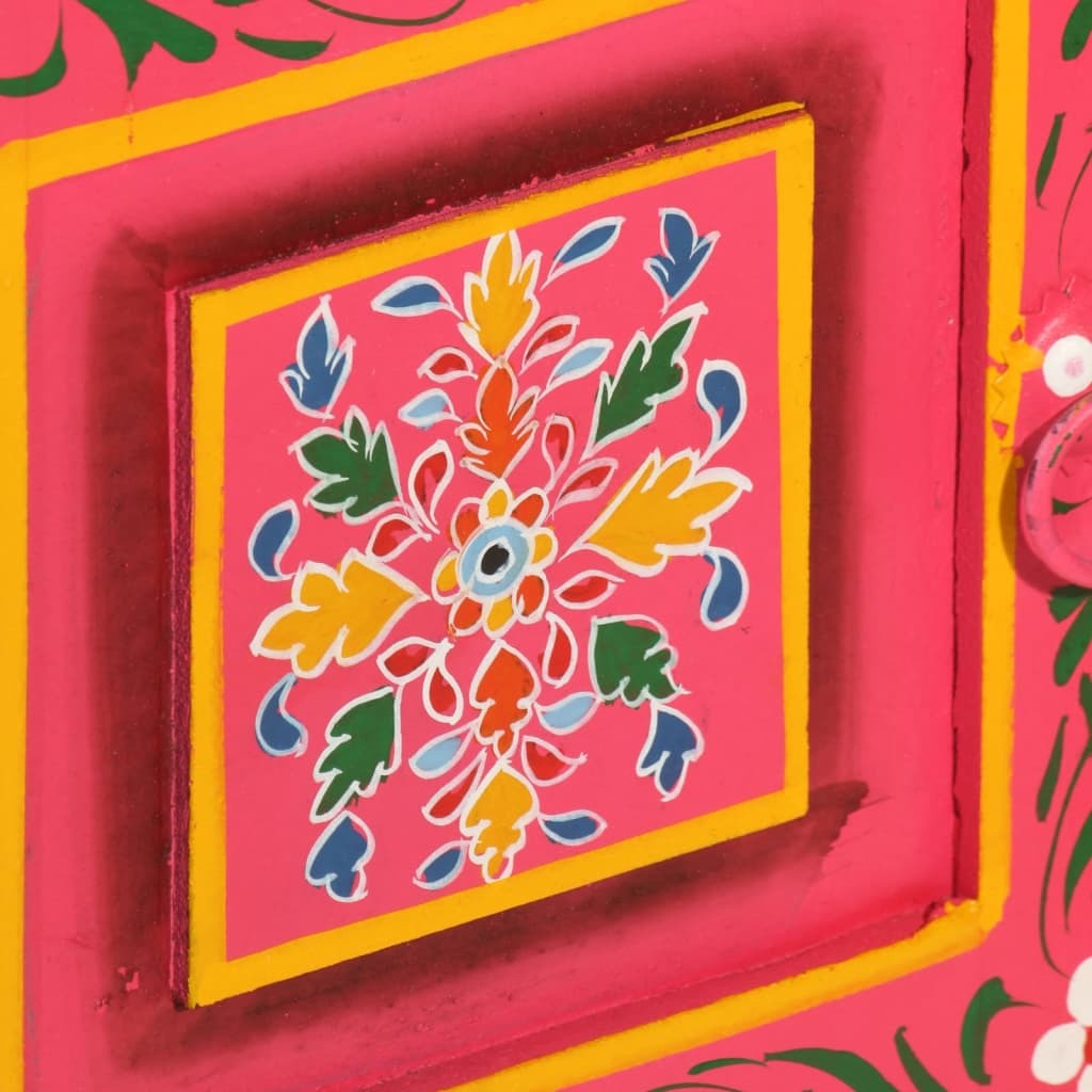 Sideboard Solid Mango Wood Pink Hand Painted