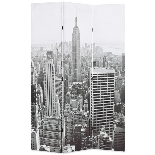 Folding Room Divider 120x170 cm New York by Day Black and White