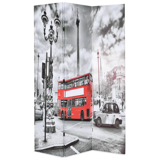 Folding Room Divider 120x170 cm London Bus Black and White