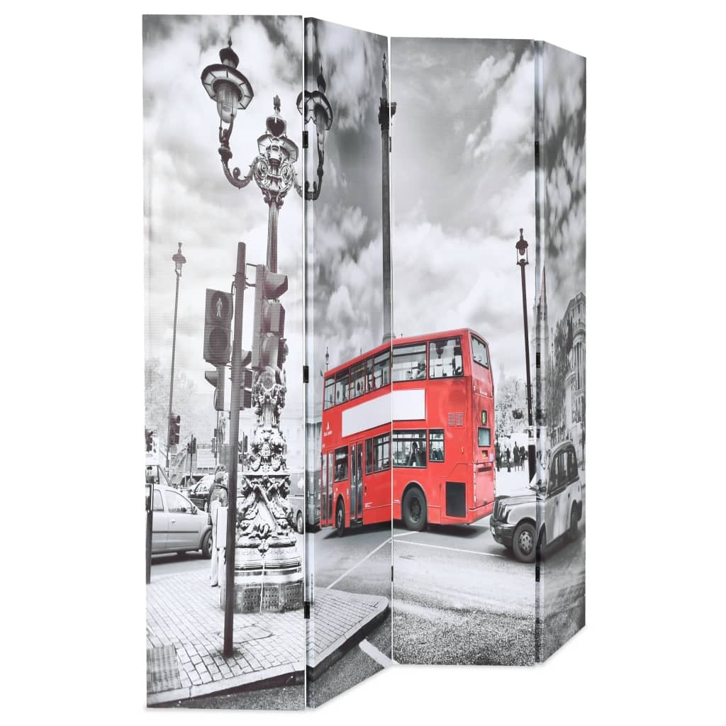 Folding Room Divider 160x170 cm London Bus Black and White