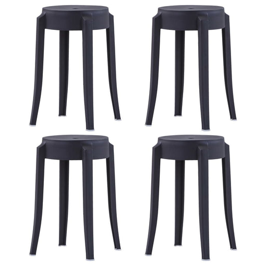 Stackable Stools 4 pcs Black Plastic