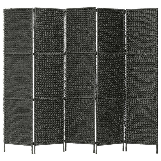 5-Panel Room Divider Black 193x160 cm Water Hyacinth