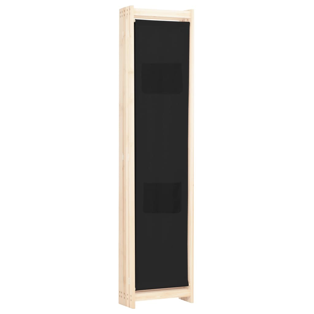 5-Panel Room Divider Black 200x170x4 cm Fabric