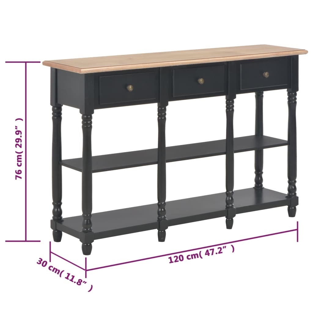 Console Table Black 120x30x76 cm MDF