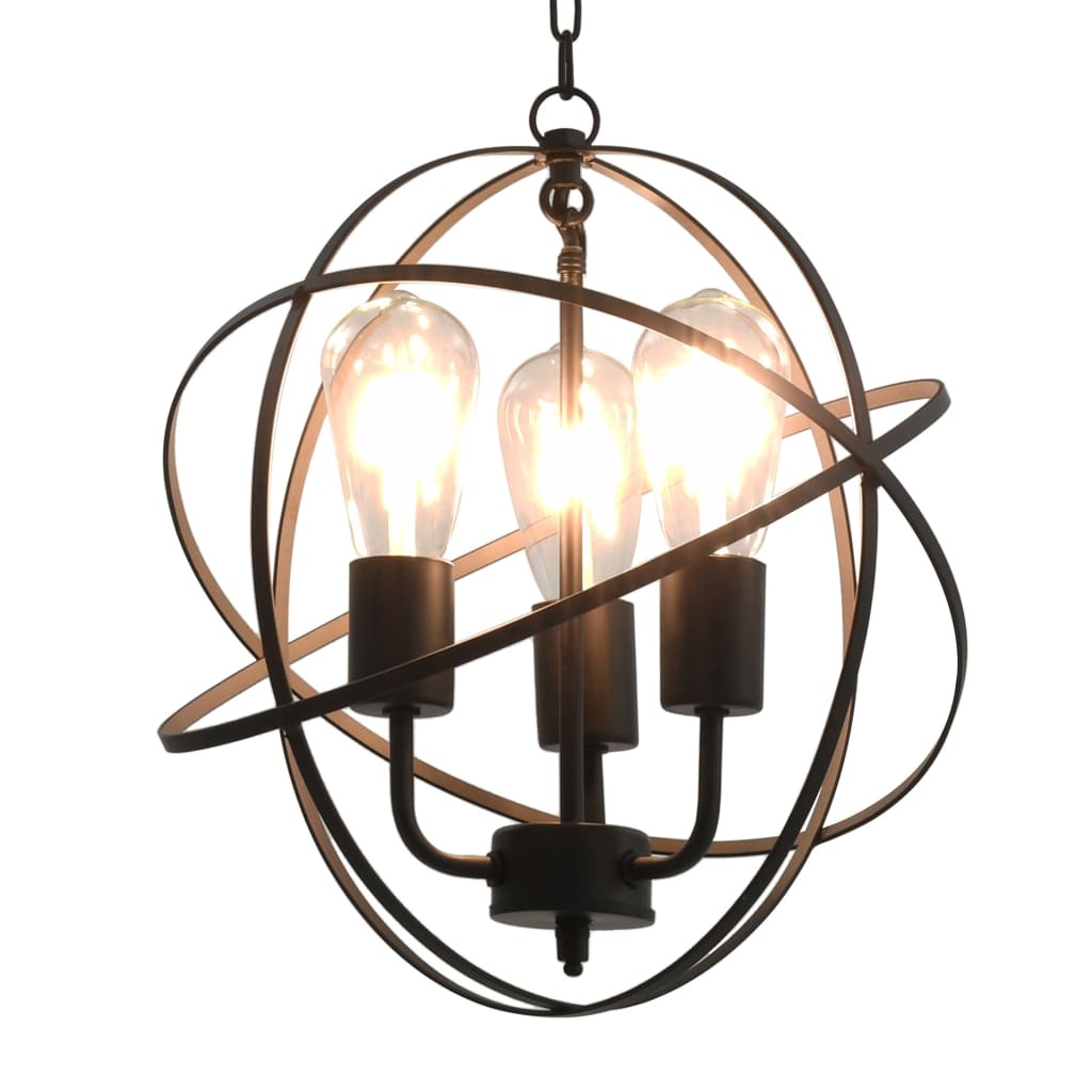 Hanging Lamp Black Sphere 3 x E27 Bulbs