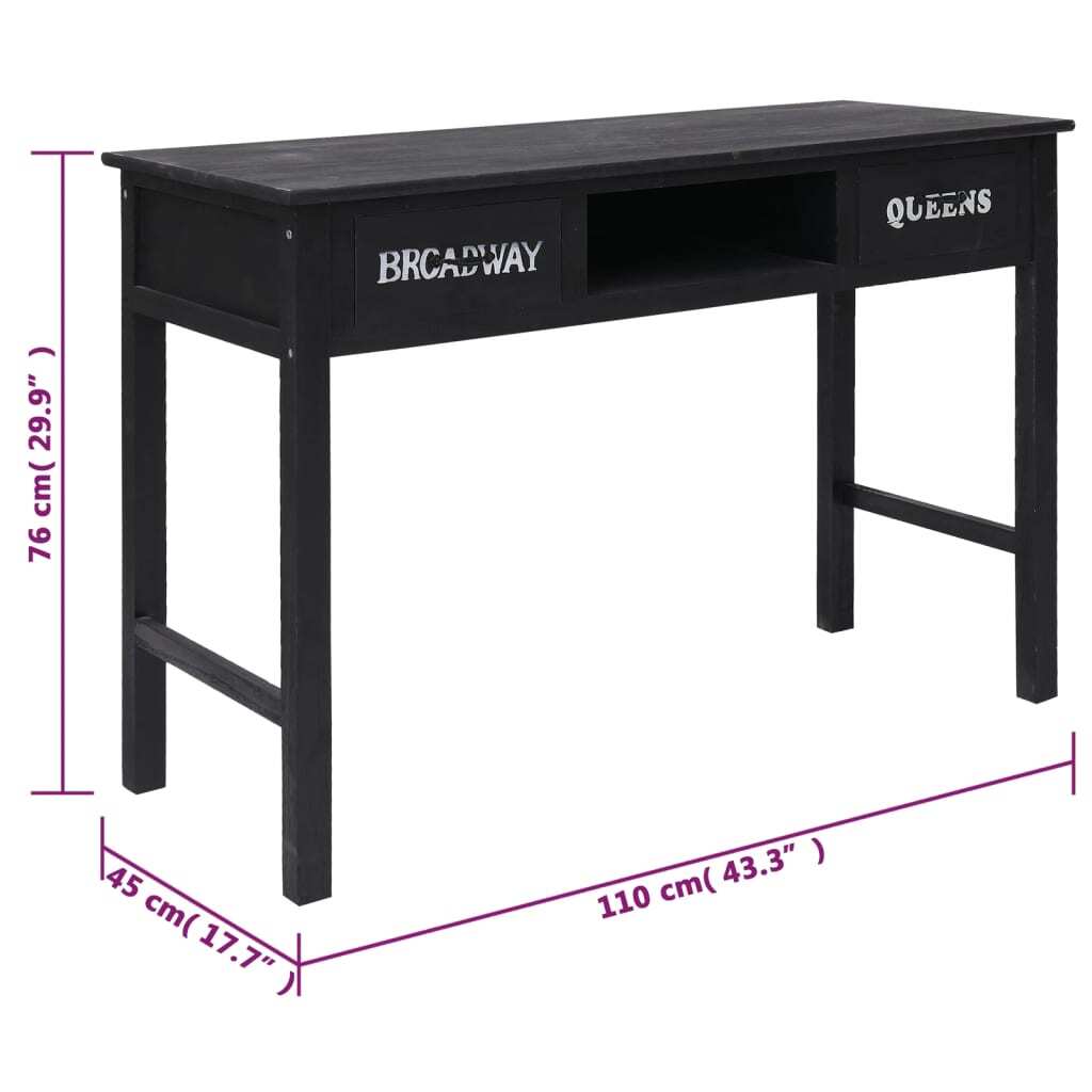 Console Table Black 110x45x76 cm Wood