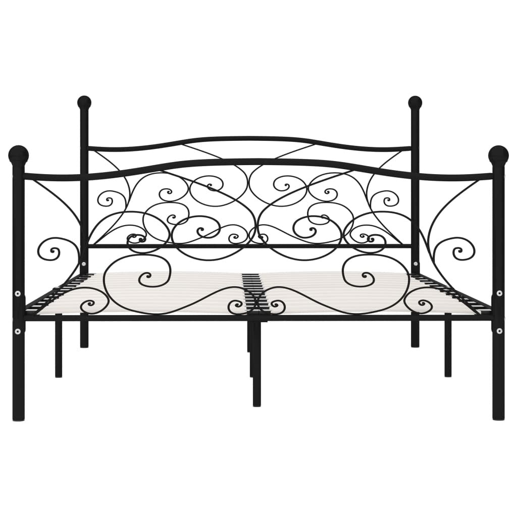 Bed Frame without Mattress with Slatted Base Black Metal 140x200 cm