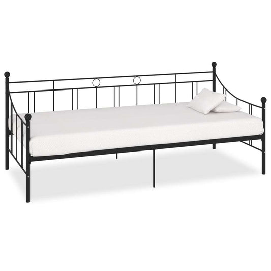 284669  DayBed Frame without Mattress Black Metal 90x200 cm